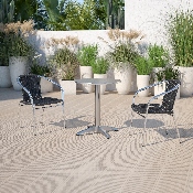 Commercial Aluminum and Black Rattan Indoor-Outdoor Restaurant Stack Chair, TLH-020-BK-GG