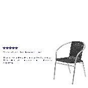 Commercial Aluminum and Black Rattan Indoor-Outdoor Restaurant Stack Chair, TLH-020-BK-GG