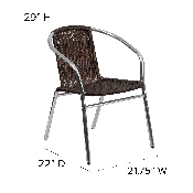 Commercial Aluminum and Dark Brown Rattan Indoor-Outdoor Restaurant Stack Chair, TLH-020-GG