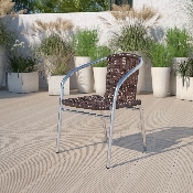 Commercial Aluminum and Dark Brown Rattan Indoor-Outdoor Restaurant Stack Chair, TLH-020-GG