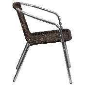 Commercial Aluminum and Dark Brown Rattan Indoor-Outdoor Restaurant Stack Chair, TLH-020-GG