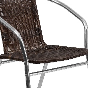 Commercial Aluminum and Dark Brown Rattan Indoor-Outdoor Restaurant Stack Chair, TLH-020-GG