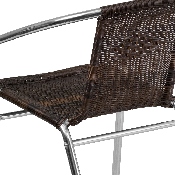 Commercial Aluminum and Dark Brown Rattan Indoor-Outdoor Restaurant Stack Chair, TLH-020-GG