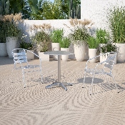 23.5'' Round Aluminum Indoor-Outdoor Table with Base, TLH-052-1-GG