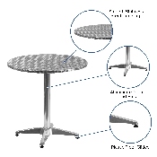 27.5'' Round Aluminum Indoor-Outdoor Table with Base, TLH-052-2-GG