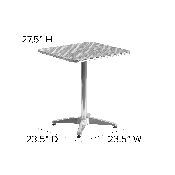 23.5'' Square Aluminum Indoor-Outdoor Table with Base, TLH-053-1-GG