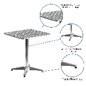 23.5'' Square Aluminum Indoor-Outdoor Table with Base, TLH-053-1-GG
