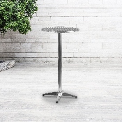 23.25" Round Aluminum Indoor-Outdoor Bar Height Table with Flip-Up Table, TLH-059A-GG