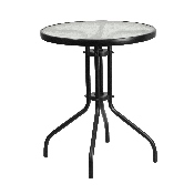 23.75'' Round Tempered Glass Metal Table, TLH-070-1-GG