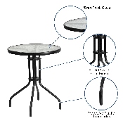 23.75'' Round Tempered Glass Metal Table, TLH-070-1-GG
