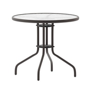 Bellamy 31.5'' Bronze Round Tempered Glass Metal Table, TLH-070-2-BZ-GG