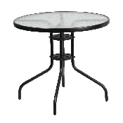 31.5'' Round Tempered Glass Metal Table, TLH-070-2-GG