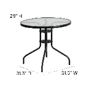 31.5'' Round Tempered Glass Metal Table, TLH-070-2-GG