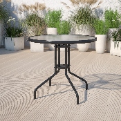 31.5'' Round Tempered Glass Metal Table, TLH-070-2-GG