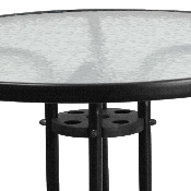 31.5'' Round Tempered Glass Metal Table, TLH-070-2-GG