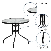 31.5'' Round Tempered Glass Metal Table, TLH-070-2-GG