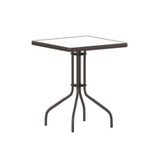 Barker 23.5'' Bronze Square Tempered Glass Metal Table, TLH-073A-1-BZ-GG