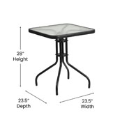 23.5'' Square Tempered Glass Metal Table, TLH-073A-1-GG