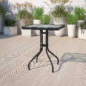 23.5'' Square Tempered Glass Metal Table, TLH-073A-1-GG