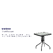 23.5'' Square Tempered Glass Metal Table, TLH-073A-1-GG