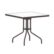Barker 31.5'' Bronze Square Tempered Glass Metal Table, TLH-073A-2-BZ-GG