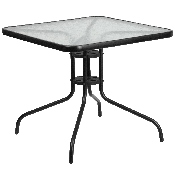 31.5'' Square Tempered Glass Metal Table, TLH-073A-2-GG