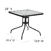 31.5'' Square Tempered Glass Metal Table, TLH-073A-2-GG