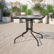 31.5'' Square Tempered Glass Metal Table, TLH-073A-2-GG