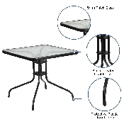 31.5'' Square Tempered Glass Metal Table, TLH-073A-2-GG