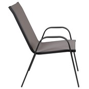 Brazos 5 Piece Outdoor Patio Dining Set - 31.5" Square Tempered Glass Patio Table, 4 Gray Flex Comfort Stack Chairs, TLH-073A2303C-GY-GG