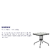 28'' Square Tempered Glass Metal Table with Black Rattan Edging, TLH-073R-BK-GG