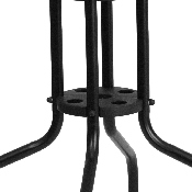 28'' Square Tempered Glass Metal Table with Black Rattan Edging, TLH-073R-BK-GG