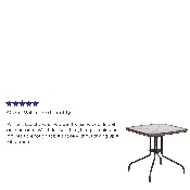 28'' Square Tempered Glass Metal Table with Dark Brown Rattan Edging, TLH-073R-DK-BN-GG