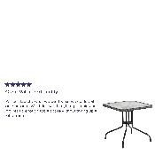 28'' Square Tempered Glass Metal Table with Gray Rattan Edging, TLH-073R-GY-GG