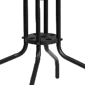 28'' Square Tempered Glass Metal Table with Gray Rattan Edging, TLH-073R-GY-GG