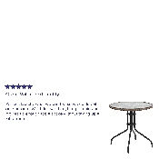 28'' Round Tempered Glass Metal Table with Dark Brown Rattan Edging, TLH-087-DK-BN-GG