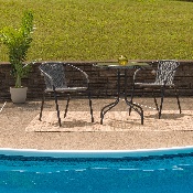 28'' Round Tempered Glass Metal Table with Gray Rattan Edging, TLH-087-GY-GG