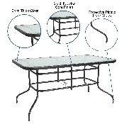 31.5" x 55" Rectangular Tempered Glass Metal Table, TLH-089-GG