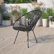 Valencia Oval Comfort Series Take Ten Black Rattan Lounge Chair, TLH-094-BLACK-GG