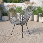 Valencia Oval Comfort Series Take Ten Grey Rattan Lounge Chair, TLH-094-GREY-GG