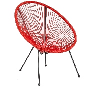 Valencia Oval Comfort Series Take Ten Red Rattan Lounge Chair, TLH-094-RED-GG