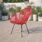 Valencia Oval Comfort Series Take Ten Red Rattan Lounge Chair, TLH-094-RED-GG