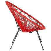 Valencia Oval Comfort Series Take Ten Red Rattan Lounge Chair, TLH-094-RED-GG