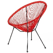 Valencia Oval Comfort Series Take Ten Red Rattan Lounge Chair, TLH-094-RED-GG