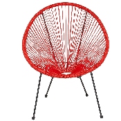 Valencia Oval Comfort Series Take Ten Red Rattan Lounge Chair, TLH-094-RED-GG