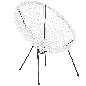 Valencia Oval Comfort Series Take Ten White Rattan Lounge Chair, TLH-094-WHITE-GG