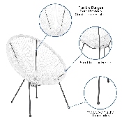 Valencia Oval Comfort Series Take Ten White Rattan Lounge Chair, TLH-094-WHITE-GG