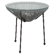 Valencia Oval Comfort Series Take Ten Grey Rattan Table with Glass Top, TLH-094T-GREY-GG
