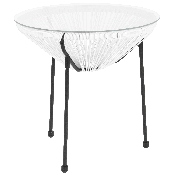 Valencia Oval Comfort Series Take Ten White Rattan Table with Glass Top, TLH-094T-WHITE-GG