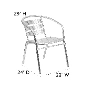 Heavy Duty Commercial Aluminum Indoor-Outdoor Restaurant Stack Chair with Triple Slat Back, TLH-1-GG
